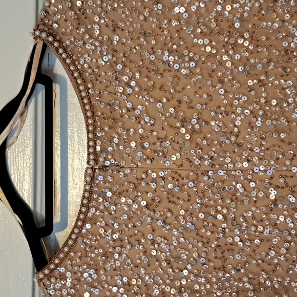 EUC Women's Adrianna Papell Flutter Sleeve Sequin/Beaded Dress - Picture 12 of 12